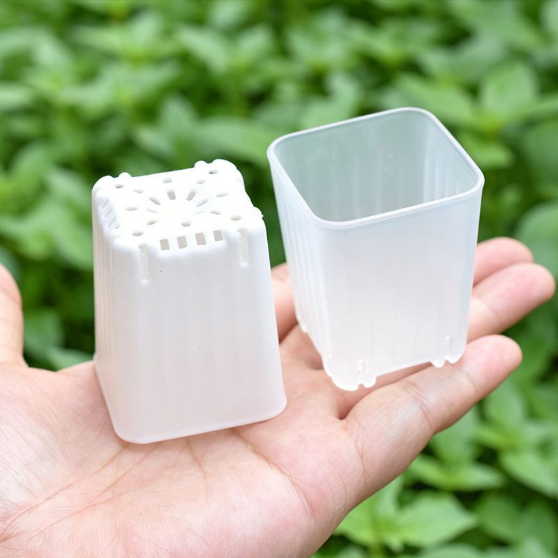 3D Printing Pot - 50-100 個 4 センチメートルミニ厚みのある白/透明な正方形の植木鉢苗栽培用通気性多肉植物ポット種子トレイ