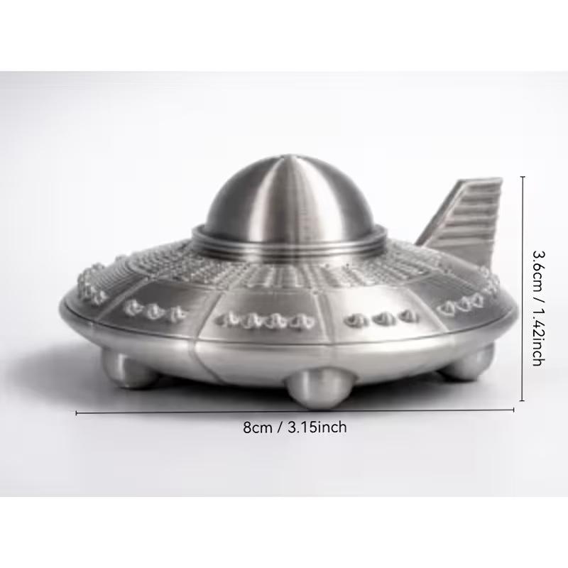 3D Printing And Additive Manufacturing - 3D プリント UFO フィギュアレトロメタル仕上げ SF 宇宙船の装飾品宇宙愛好家のためのホームオフィス寝室の装飾品