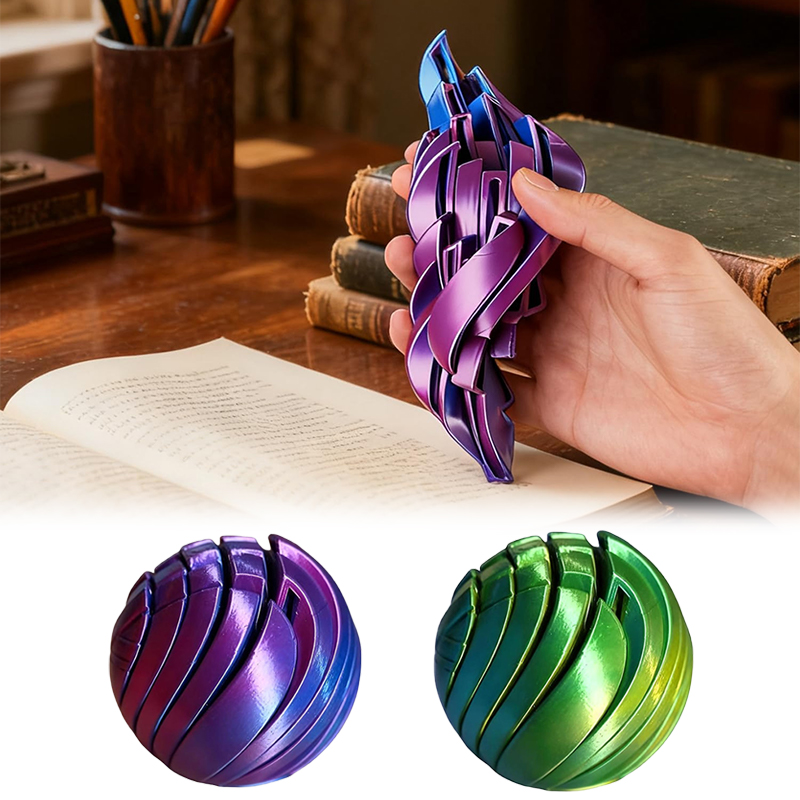 3D Printing Drawing - スライムボールフィジェットトイ 3Dプリントツイストスフィアフィジェットトイ ギア液体フローボール 回転デザイン付き 不安解消おもちゃ オフィス用