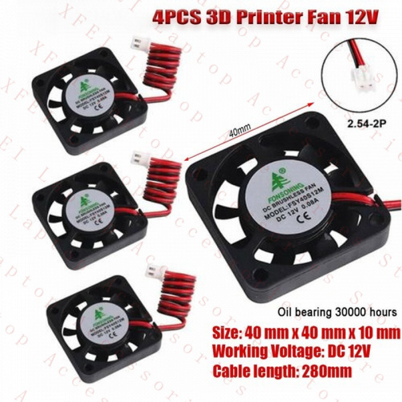 Cooling Fan 40Mm 3D - F 4X 12V ラップトップ 3D プリンター