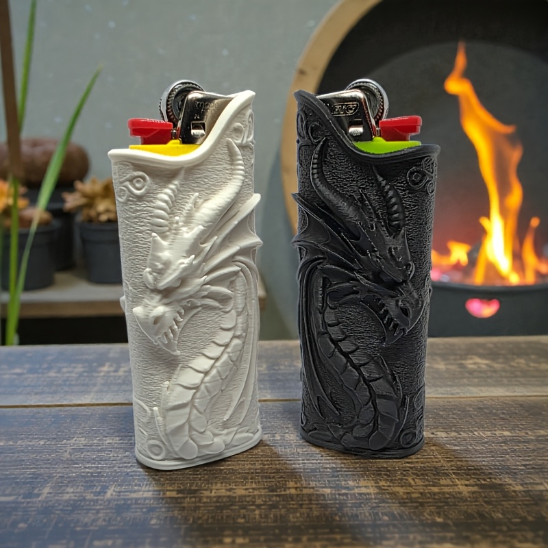 3D Printing Pla - ゴシックエンボスドラゴンライターケース 3D プリントレリーフドラゴンライタースリーブライター装飾品保護カバーポケット装飾ギフト