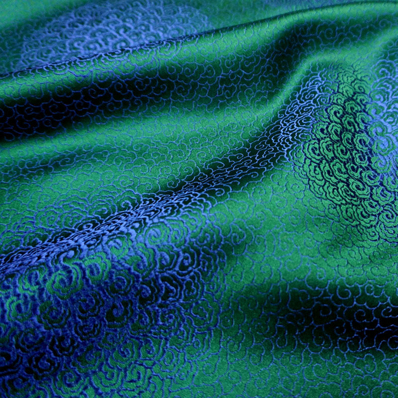 3D Printing On Fabric - 75 センチメートル x 100 センチメートルメタリックジャカードブロケード生地、緑の風パターン 3D