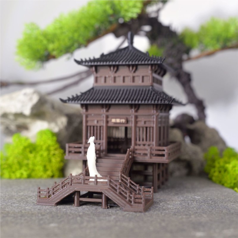 3D Printing Pot - 中国建築装飾品、古代3D印刷、盆栽植木鉢装飾タワー、マイクロランドスケープ、レトロ建築、zf31