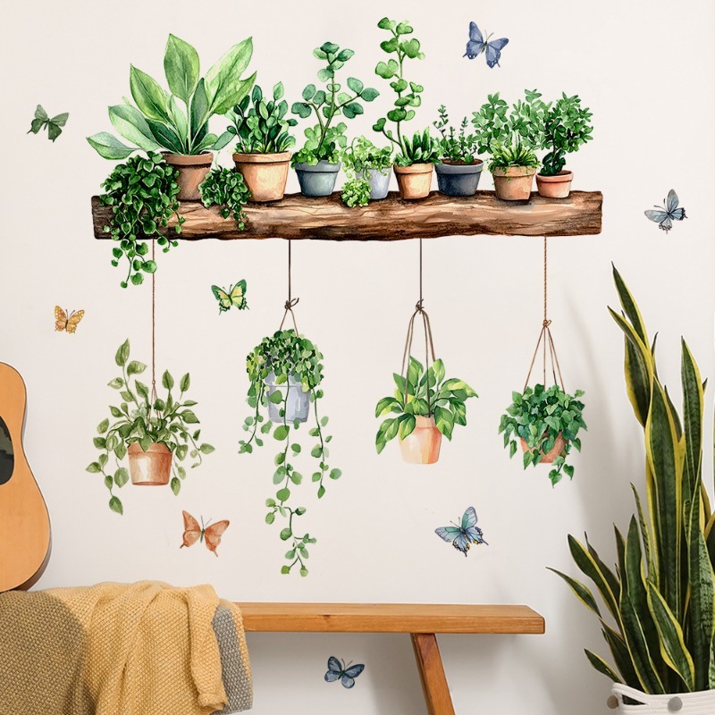 3D Printing Pot - 3D鉢植えの緑の植物棚ウォールデカール、緑の植物、熱帯の多肉植物ウォールステッカー、リビングルーム、キッチン、家の装飾用