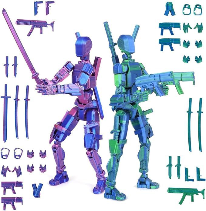 3D Printing Drawing - タイタン13アクションフィギュア、組み立て済み3DプリントT13多関節可動ロボット、フルアーティキュレーション搭載、ラッキー13ノヴァ13ダミー