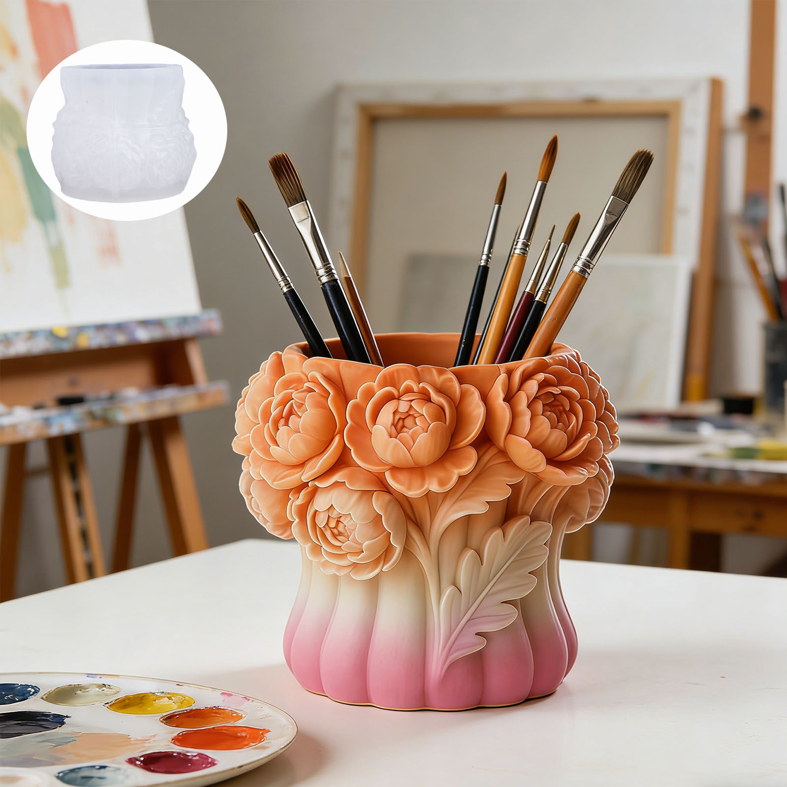 3D ローズフラワー花瓶シリコンモールド DIY ペンホルダ - 3D Printing Pot のレビューと価格