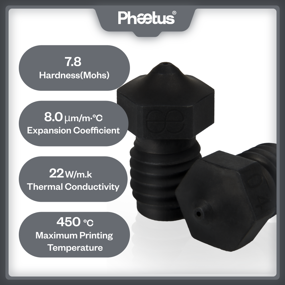 PHAETUS 高品質硬化鋼 V6 1.75MM ノズル、P - Carbon Fiber Filament のレビューと価格