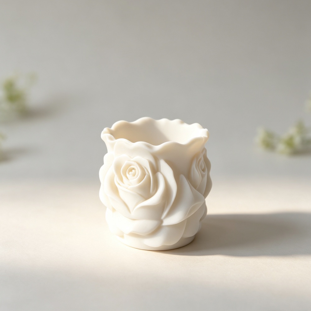 3Dプリントされた白いバラのプランター、エレガントな花の形を - 3D Printing Pot のレビューと価格