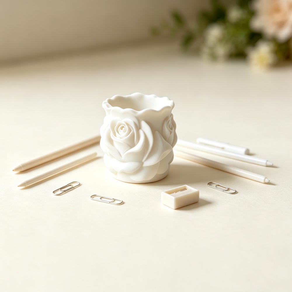 3Dプリントされた白いバラのプランター、エレガントな花の形を - 3D Printing Pot のレビューと価格