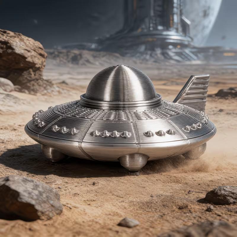 3D プリント UFO フィギュアレトロメタル仕上げ SF  - 3D Printing And Additive Manufacturing のレビューと価格