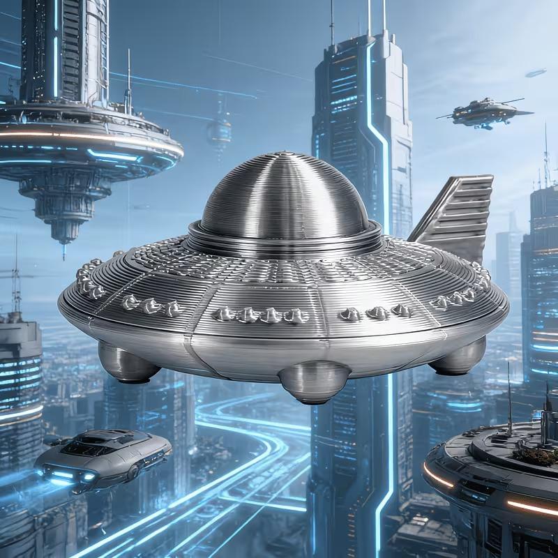 3D プリント UFO フィギュアレトロメタル仕上げ SF  - 3D Printing And Additive Manufacturing のレビューと価格