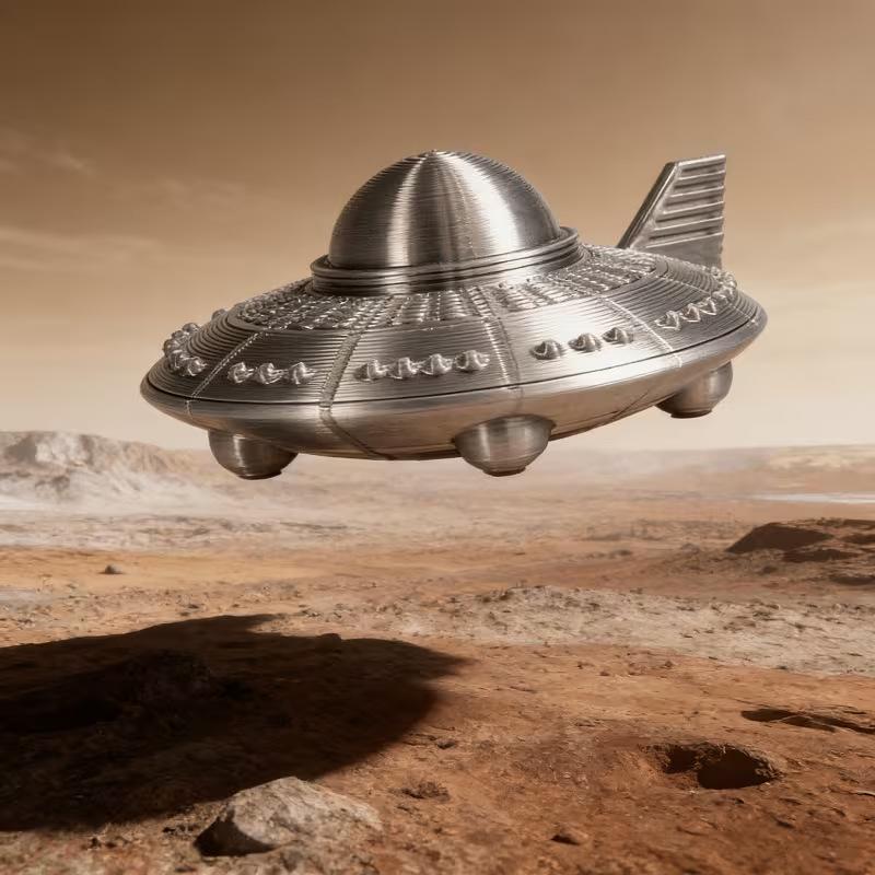 3D プリント UFO フィギュアレトロメタル仕上げ SF  - 3D Printing And Additive Manufacturing のレビューと価格