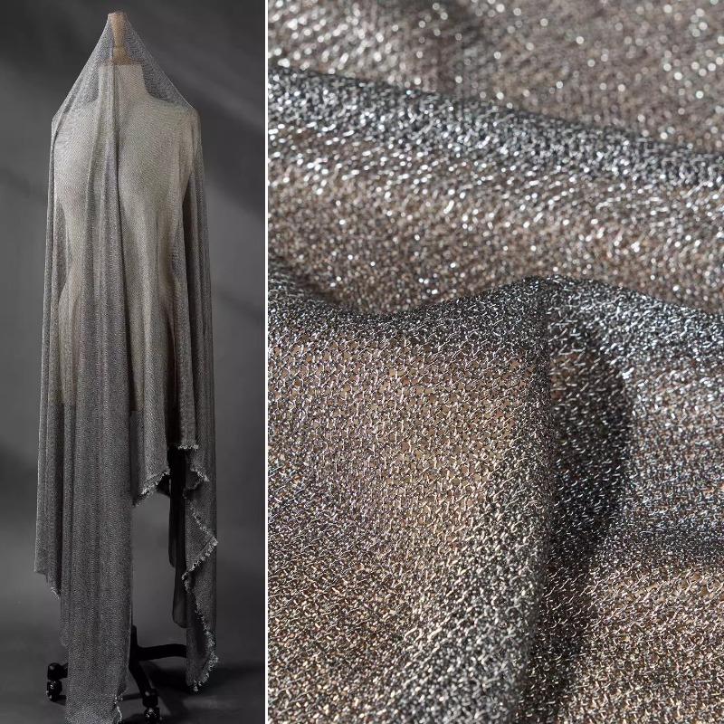 ライトグレーメタリック糸生地 4方向ストレッチ ソフトニット - 3D Printing On Fabric のレビューと価格
