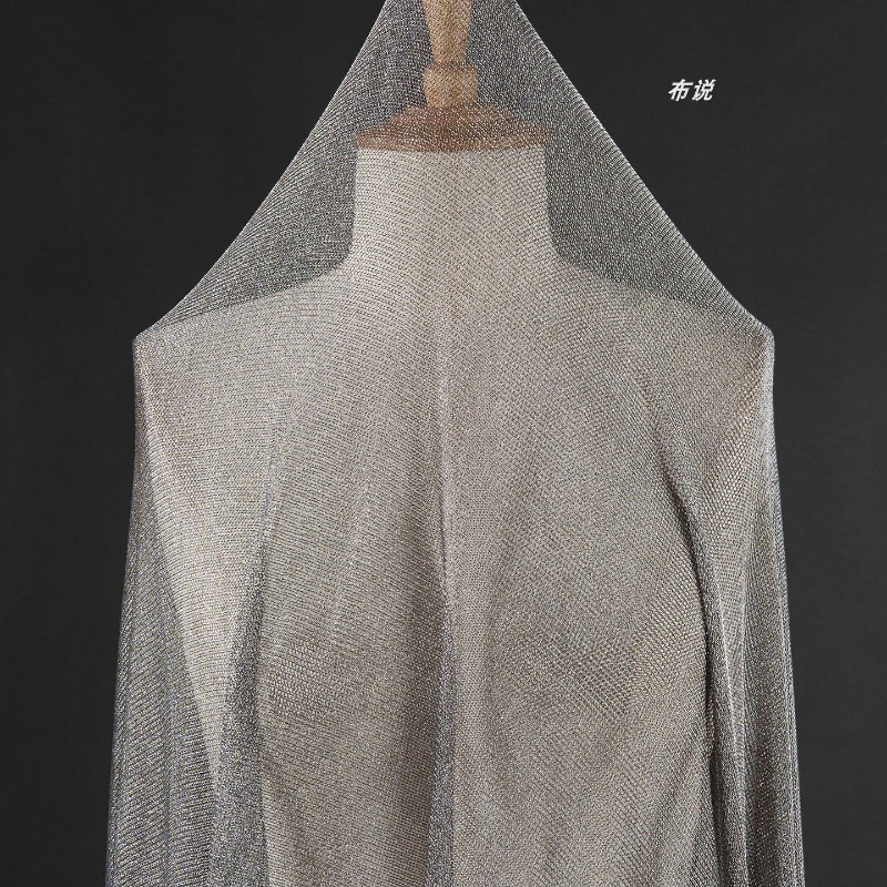 ライトグレーメタリック糸生地 4方向ストレッチ ソフトニット - 3D Printing On Fabric のレビューと価格