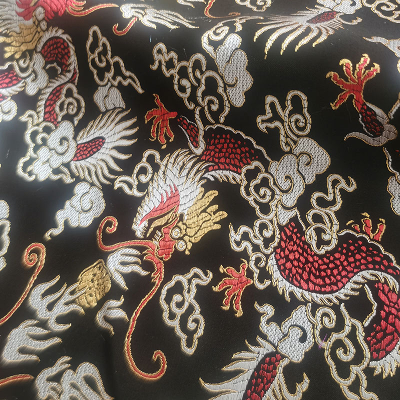 ブラックドラゴンスタイルメタリックジャカードブロケード 3D - 3D Printing On Fabric のレビューと価格
