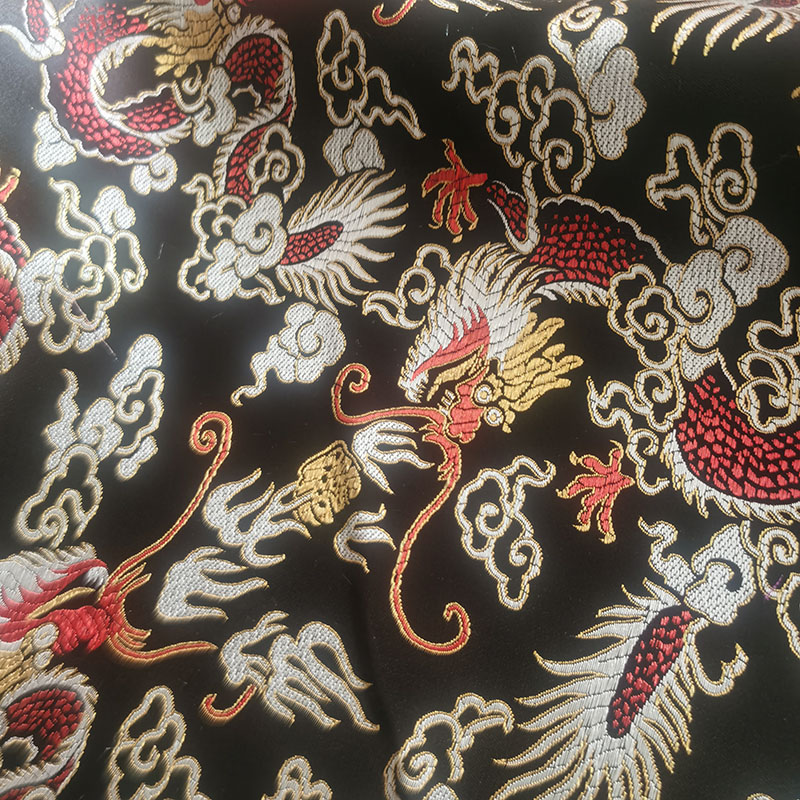 ブラックドラゴンスタイルメタリックジャカードブロケード 3D - 3D Printing On Fabric のレビューと価格