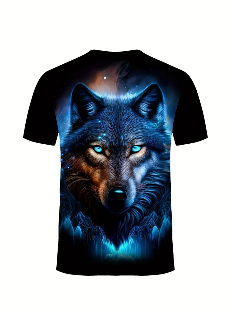 メンズ 3D ウルフプリント Tシャツ カジュアル ラウンド - 3D Printing On Fabric のレビューと価格