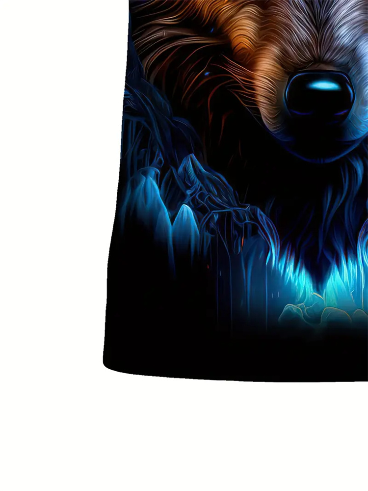 メンズ 3D ウルフプリント Tシャツ カジュアル ラウンド - 3D Printing On Fabric のレビューと価格