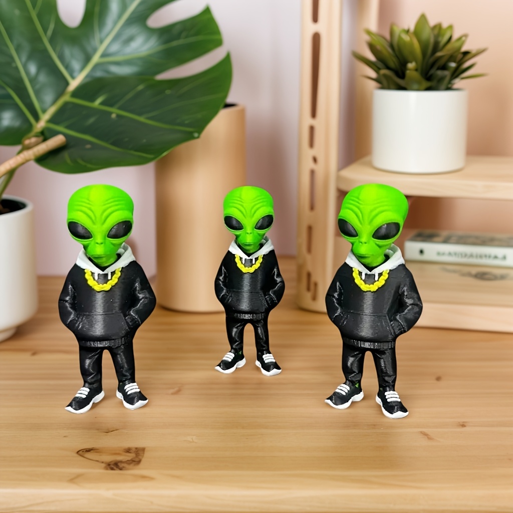 1ピースグリーンエイリアンフィギュア、ポケットデザイン付き、 - 3D Printing Drawing のレビューと価格